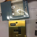 Volex Brass Effect Single Plug Socket with Black Inserts X 2