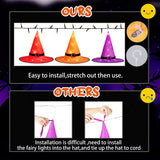 Witch Hat with Hook Glowing Halloween Decorations 6PCS Hanging Lighted
