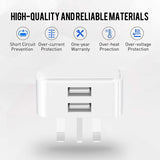 USB Charger Plug 3 Pack 2.1A 5V Dual Port USB Power Adapter Mains Wall Charging