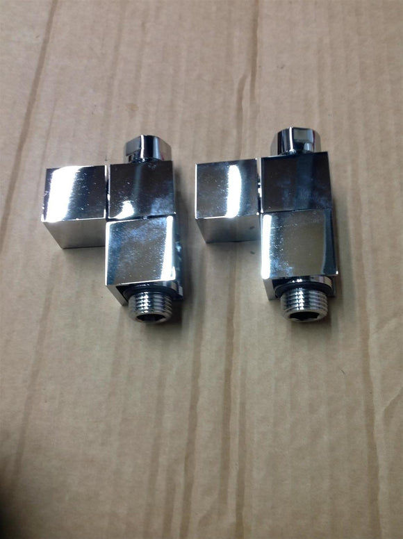 QUARTER TURN OPERATION MILANO CUBE STRAIGHT RADIATOR VALVE 15MM PAIR