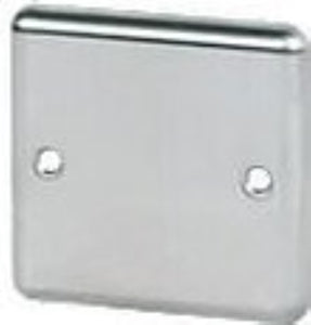 Volex Brushed Stainless Steel 1 Gang Blank Plate with Rounded Edge