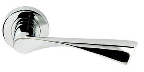 JEDO Twirl Polished Chrome Designer Lever Door Handles JV504PC