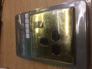 Single Switch Electrical Socket Polished Brass