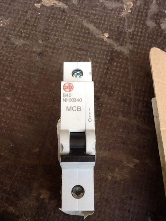 Wylex MCB NHXB40 40 Amp Single Pole Circuit Breaker Type B