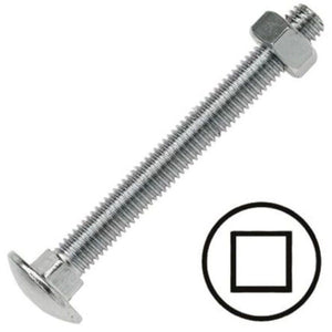 Bright Zinc Plated Steel Coach Bolt, M8 x 65mm. pack 100