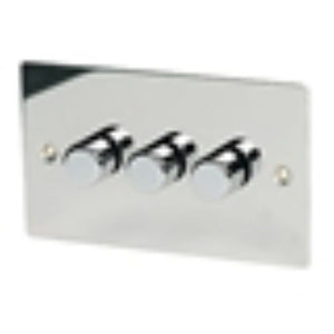 Volex 3-Gang 1-Way 250W Dimmer Polished Chrome Flat Plate