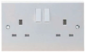 Marbo 13A 2-Gang SP Switched Plug Socket White