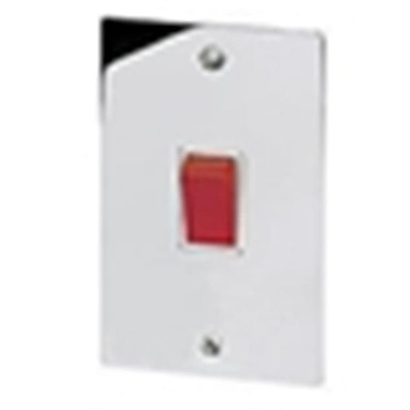 Volex 45A DP Sw White Ins Polished Chrome Flt Plt