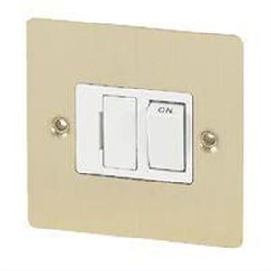 Volex 13A Switched FCU Wht Ins Brushed Brass Flt Plt