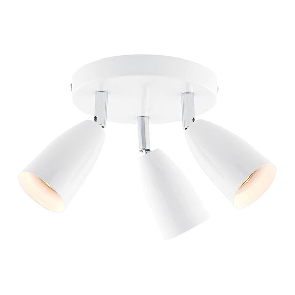 Eel 3-Light Ceiling Spotlight Gloss White & Chrome