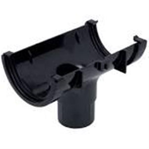 FloPlast Black Running Gutter outlet, (L)138mm (Dia)112mm X 2