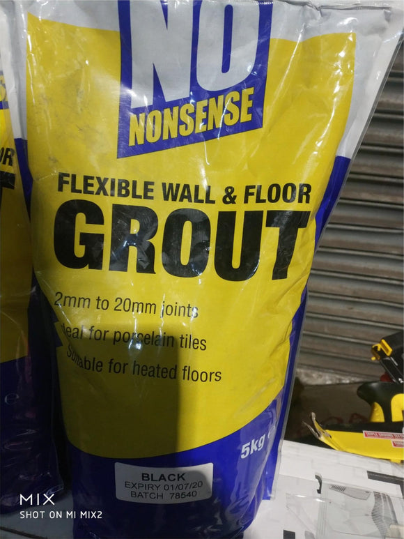 BLACK NO NONSENSE NO MOULD FLEXIBLE WALL AND FLOOR GROUT 5KG