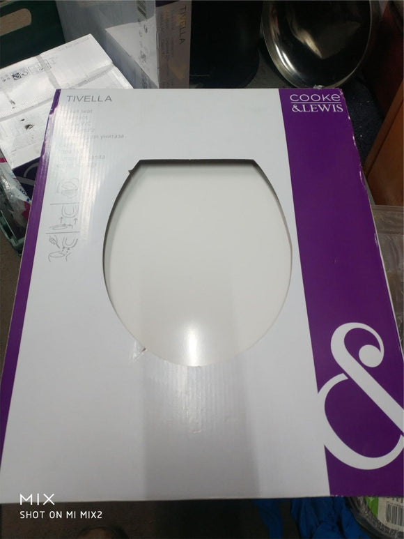 Cooke & Lewis Tivellea White Top fix Soft close Toilet seat