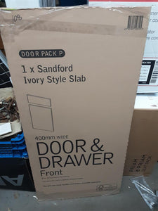 IT Kitchens Sandford Ivory Style Slab Drawerline door & drawer front, (W)400mm