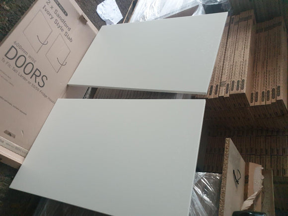 IT Kitchens Sandford Ivory Style Slab Larder Cabinet door (W)600mm, Set of 2 pac