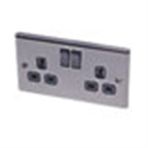 LAP 2-GANG 13A SP SWITCHED PLUG SOCKET BLACK NICKEL 4 PACK