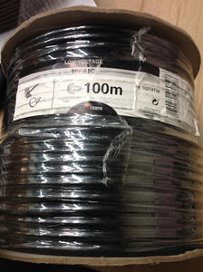 100m Coax Coaxial Cable Reel Black RG6 Aerial Satellite Twin Screened Wire