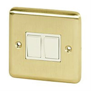 Volex Light Switch 10A 2G 2W Brushed Brass