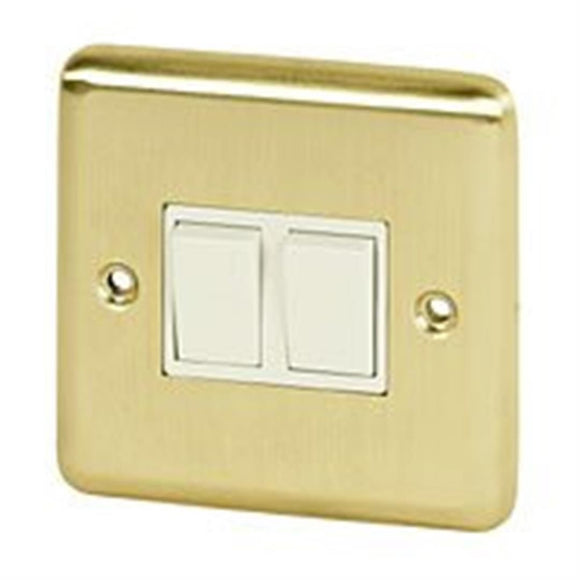 Volex Light Switch 10A 2G 2W Brushed Brass