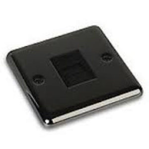 Volex TV Socket Black Insert Matt Black Flat Plate