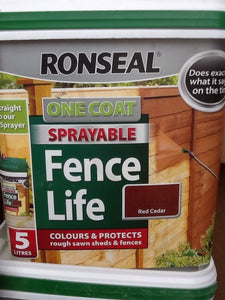 Ronseal OCFLSRC5L 5 Litre One Coat Sprayable Fence Life - Red Cedar(36602)