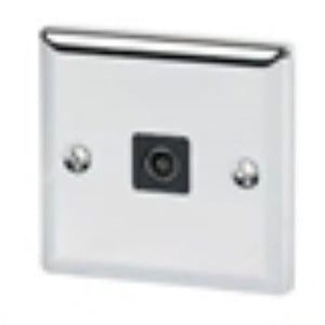 Volex TV Socket Blk Ins Polished Chrome Angled Edge