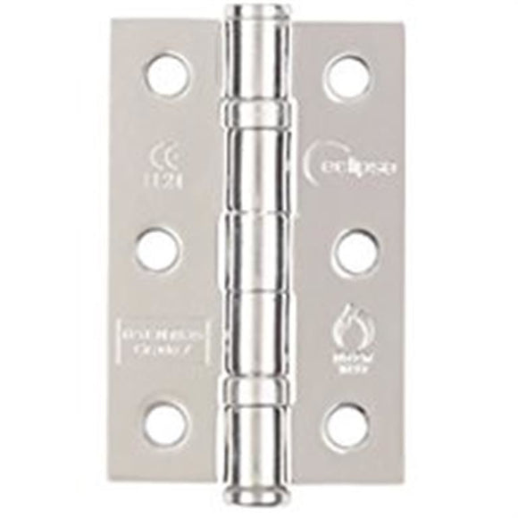 Eclipse Fire Door Ball Bearing Hinges Polished Chrome 76 x 51mm 2 Pack