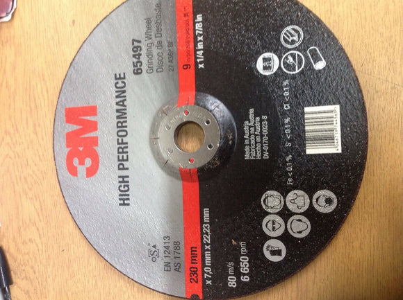 3M High Performance Metal Grinding Disc 230 x 7 x 22.23mm Bore