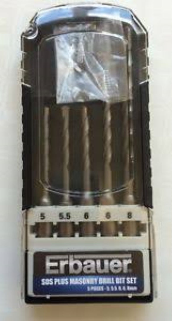 Erbauer SDS MASONRY DRILL BIT SET - 5 PIECE - 5,5.5,6,6, 8mm