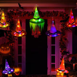 Witch Hat with Hook Glowing Halloween Decorations 6PCS Hanging Lighted