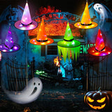 Witch Hat with Hook Glowing Halloween Decorations 6PCS Hanging Lighted