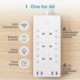 Smart Power Strip WiFi Plug 6 AC Outlets and 4 USB Ports Wi Fi