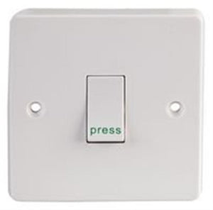 Crabtree 1-Gang 1-Way Retractive Switch marked 'Press' x 3