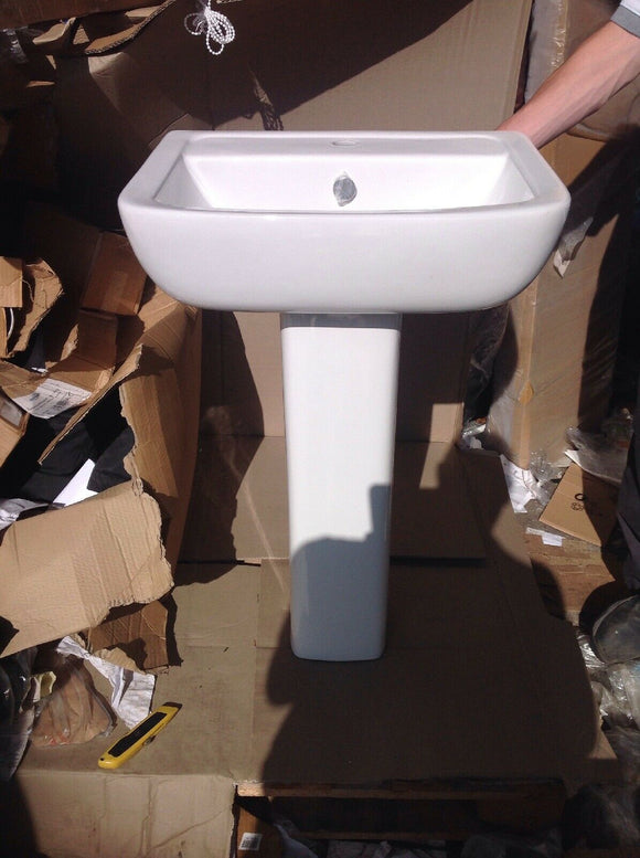 Moretti Basin-To-Go Compact Full Pedestal Bathroom Basin 1 Tap Hole 550mm