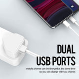 USB Charger Plug 3 Pack 2.1A 5V Dual Port USB Power Adapter Mains Wall Charging