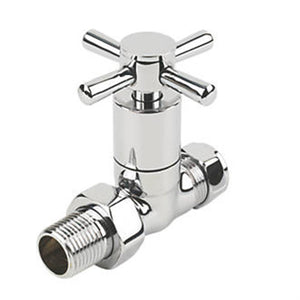 PALERMO CHROME STRAIGHT RADIATOR VALVES 15MM X ½" 2 PACK