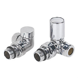 TORINO CHROME ANGLED RADIATOR VALVE & LOCKSHIELD 15MM X ½" 2 PCS