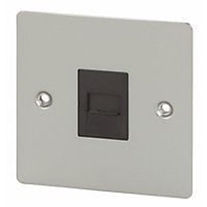 Volex Telephone Master Blk Ins Satin Chrome Flat Plate