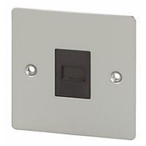 Volex Telephone Master Blk Ins Satin Chrome Flat Plate