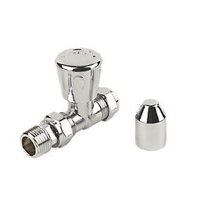 Chrome Straight Radiator Valve 15mm Pair