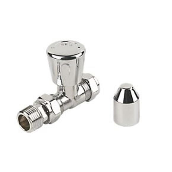 Chrome Straight Radiator Valve 15mm Pair