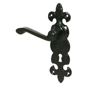 Antique Lever Lock Door Handle Black (205mm)