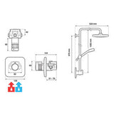 MIRA ADEPT REAR-FED BUILT-IN CHROME THERMOSTATIC SHOWER W/HAND SHOWER/ DELUGE HE