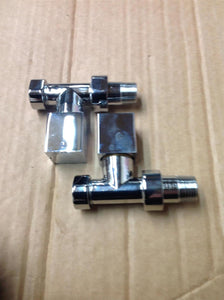 Milano Chrome Cube Straight Radiator Valve 15mm 2 Pack