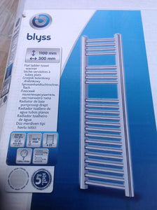 BLYSS CAG01GA926 FLAT LADDER TOWEL RADIATOR 1100 X 300MM CHROME