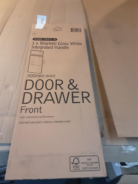 IT Kitchens Marletti Gloss White Drawerline door & drawer front, (W)300mm