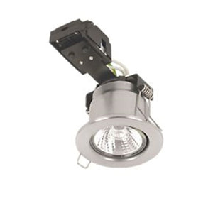 Sylvania Fixed Round Mains Volt Fire Rated Downlight Brsh. Steel 240V