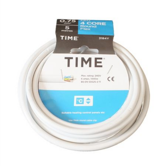 TIME 3184Y WHITE 4-CORE 1MM² FLEXIBLE CABLE 5M COIL