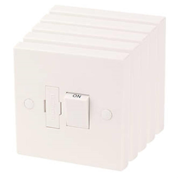 13A SWITCHED FUSED SPUR WHITE 5 PACK