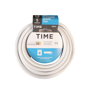 Time Round Flexible Cable 3183Y 3- Core 1.5mm² x 5m White